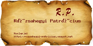 Rózsahegyi Patrícius névjegykártya